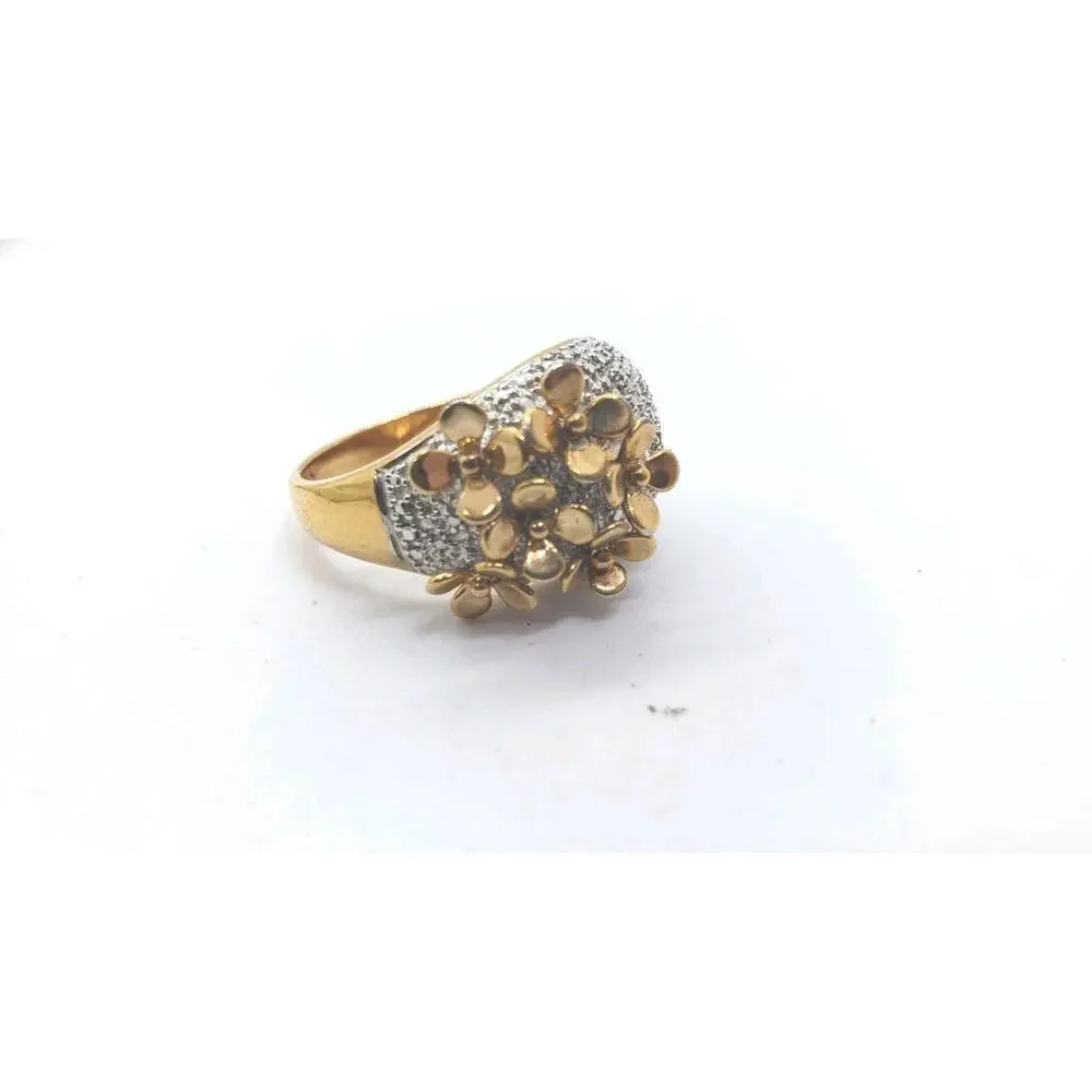 Ring 3D Flower Gold & Silver Statement Sz 10.25 Boho